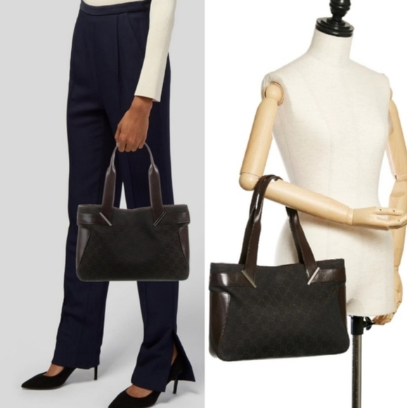 GUCCI GG Denim Mini Tote Leather Black Brown Handle Bag AUTHENTIC - Picture 8 of 15